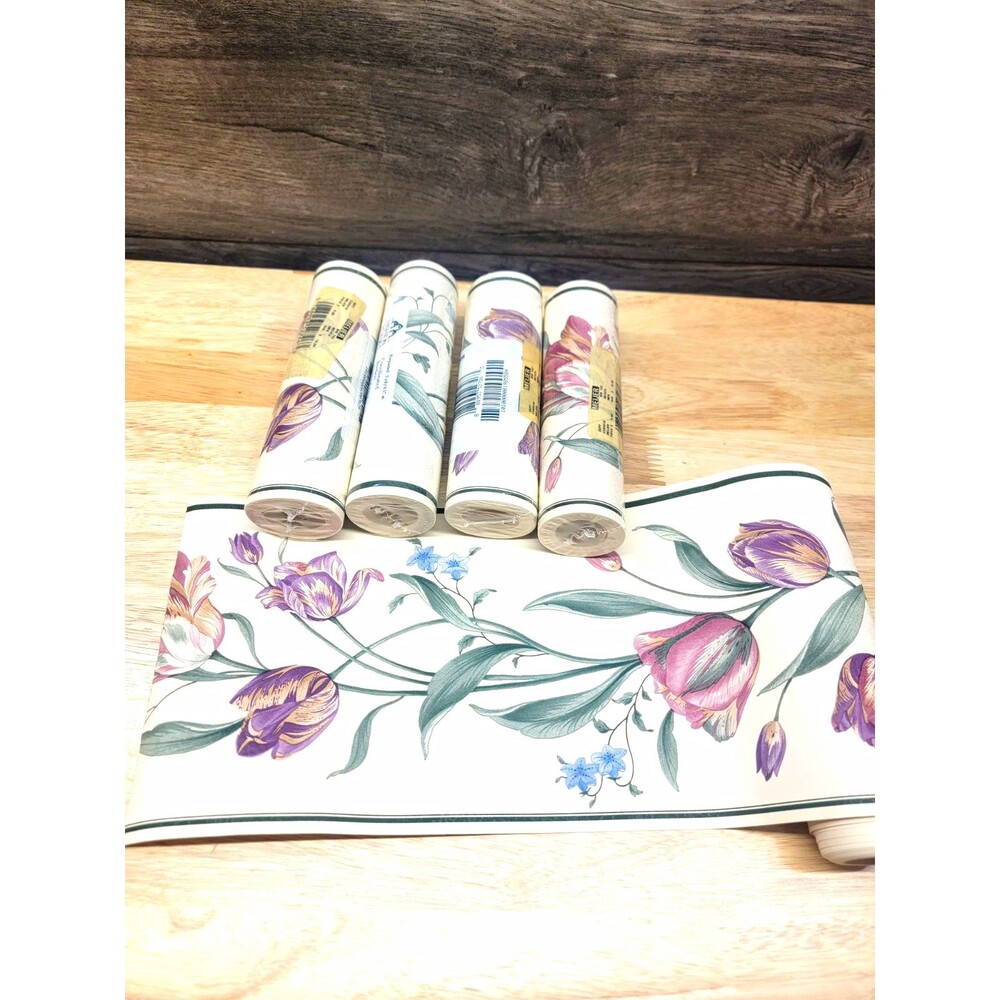 Fashion Point Pre-Pasted Floral Wallpaper Border 5 yd Roll Qty 4 sealed 1 Open